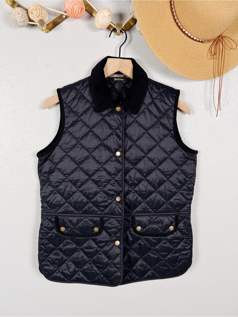 Barbour Brimham Gilet Quilted Vest Black Size 8